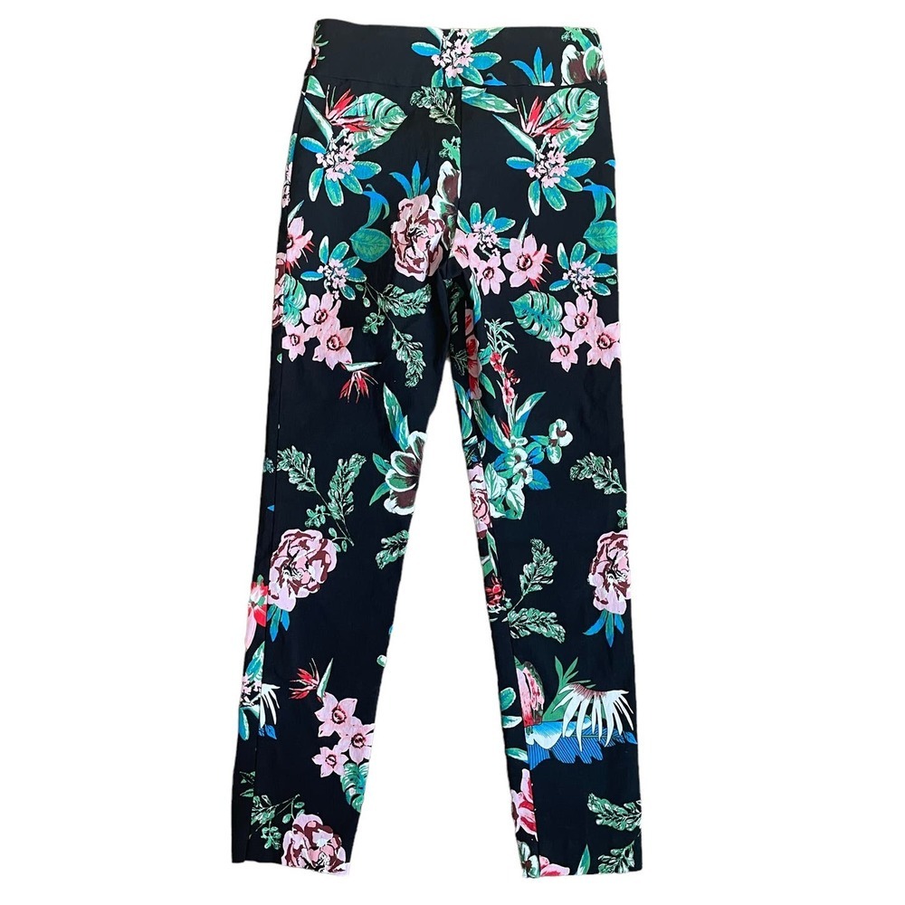 Krazy Larry Pant Women 4 Pull On Floral Stretch Slim Ankle Career Travel Comfort - Picture 5 of 8